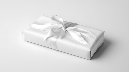 Wrapped gift box with satin ribbon isolated on pure white ideal for festive marketing