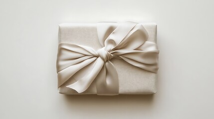 Wrapped gift box with satin ribbon isolated on pure white ideal for festive marketing