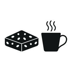 Coffee glass drink and brownies food icons with a warm and delightful design