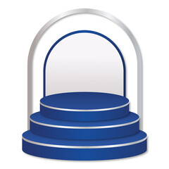 elegant blue and silver 3d podium transparent background