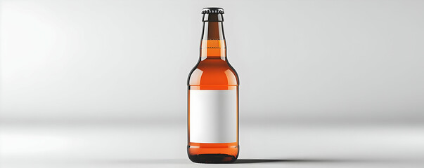 Amber beer bottle mock-up, studio, white