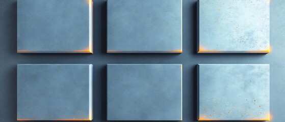 Cool Blue Metal Tiles Grid Pattern. AI Generated
