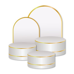 white and gold 3d podium transparent background