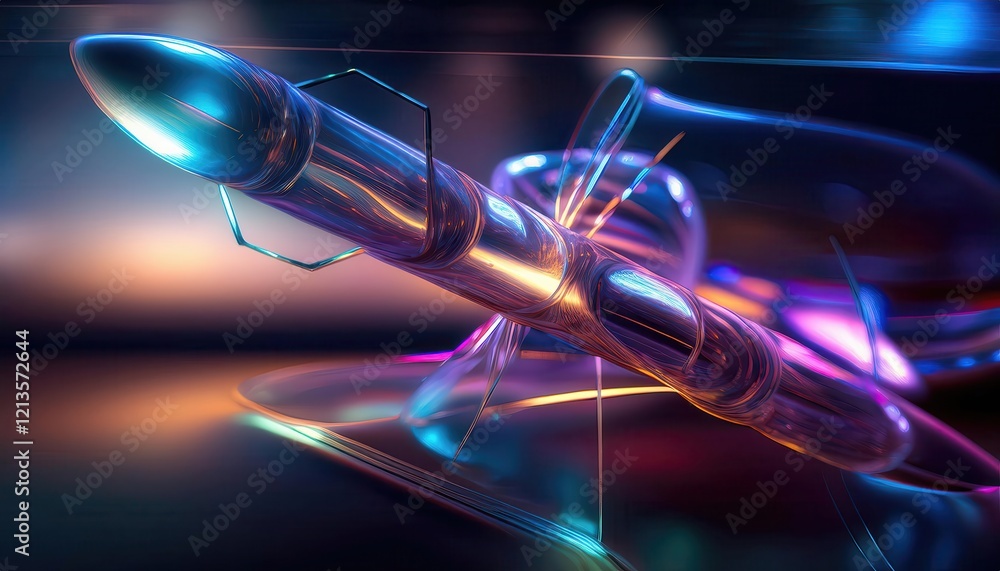 Poster futuristic rocket design with colorful abstract elements