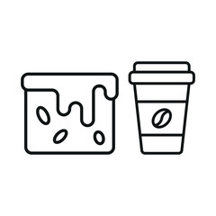 Coffee paper cup drink and brownies food icons with a modern and inviting design