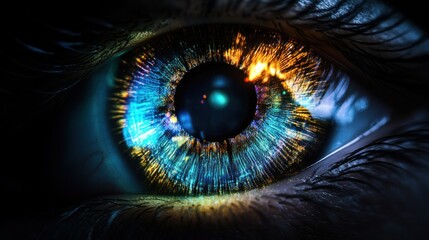 Cosmic Eye: A mesmerizing close-up of a human eye, radiating vibrant colors resembling a celestial nebula.