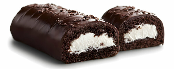 Chocolate Roll Cake Slice Studio Shot