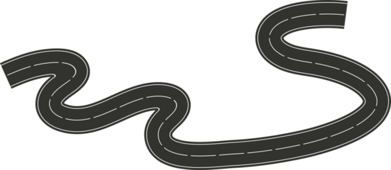 Highway asphalt road curve white markings. Design element