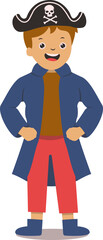 Children Pirate with Cute Cartoon Design. Vector Character Illustration.