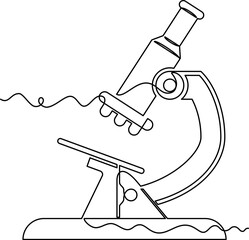 one line art microscope vector illustration. line art, one continuous line, simple, hand drawn and sketch style. for icons, symbols, signs or logos. PNG