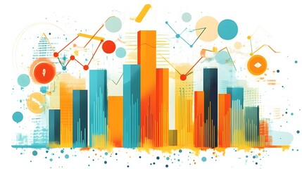 Abstract Colorful Data Visualization Charts Showing Growth