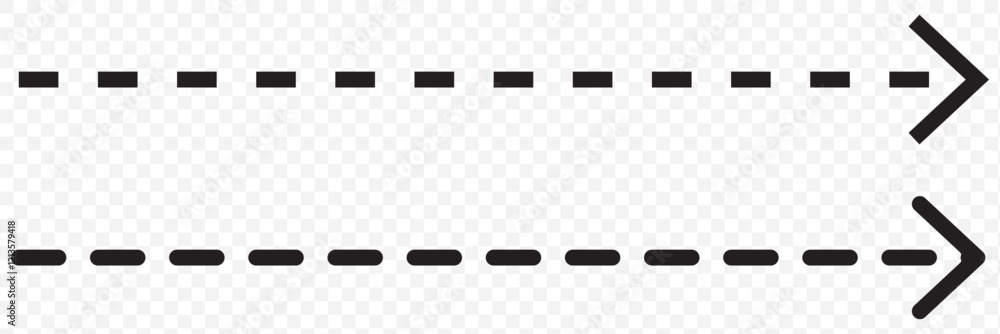 Aufkleber dashed line direction. zigzag arrow stripes design with dotted lines on grid lines isolated on white