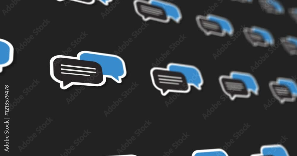 Poster horizontal scrolling conversation bubble design on black and white background