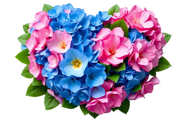 Charming Hydrangea heart shaped on transparent background