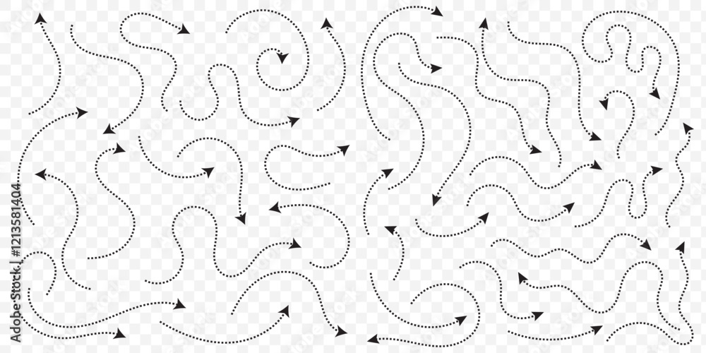 Poster curved dotted arrow. zigzag arrow stripes design with dotted lines. eps 10.