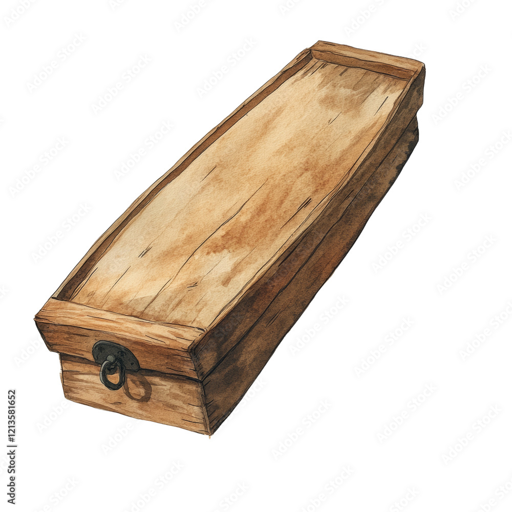 Leinwandbilder the image shows a long rectangular wooden box with a dark metal clasp; it appears old and rustic.