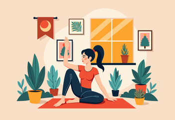 Colorful Yoga Gift Card: Simple Flat Design, Cute Chibi Art, No Shading, Simple Shapes, Lines, Details, High Resolution Vector, Best Quality Graphics, Graphic Design, Yoga Studio Gift,