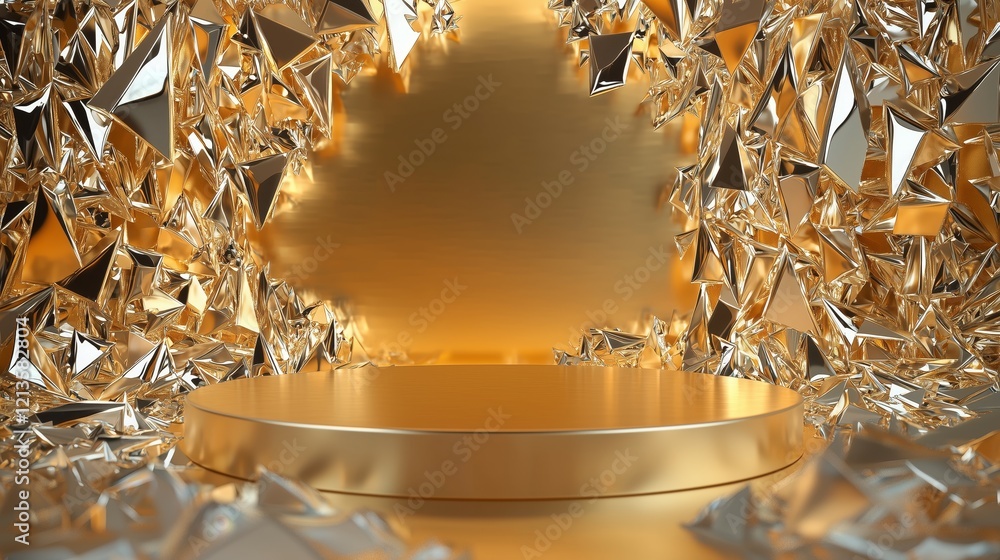 Poster stylish 3d podium with ample empty space surrounded by framed design elements