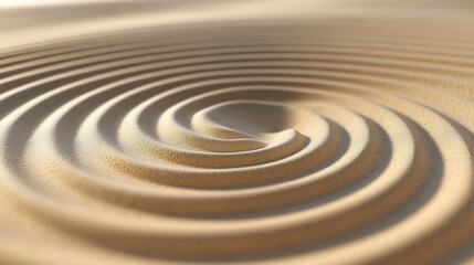 Obraz premium Serene swirling sand pattern subtly illuminated by soft light. AI Generated