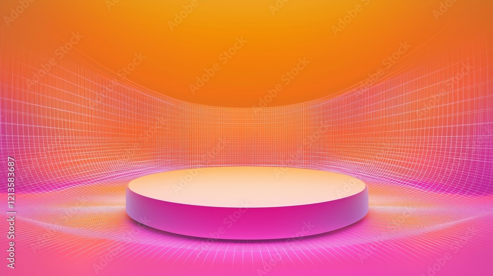 Poster modern 3d podium in ample empty space with colorful background design