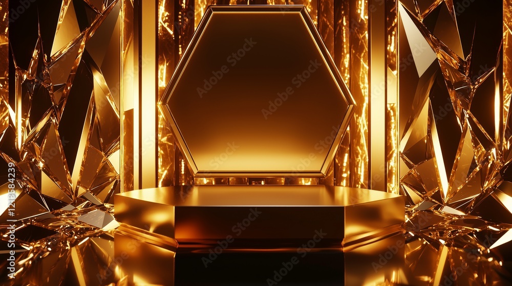 Poster stylish 3d podium with spacious design and framed background elements