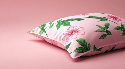 Floral Pattern Pillow on Soft Pink Background for Home Decor