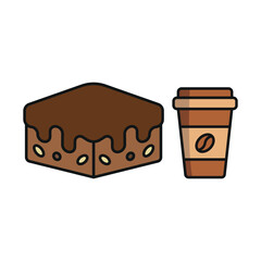 Coffee paper cup drink and brownies food icons with a modern and inviting design