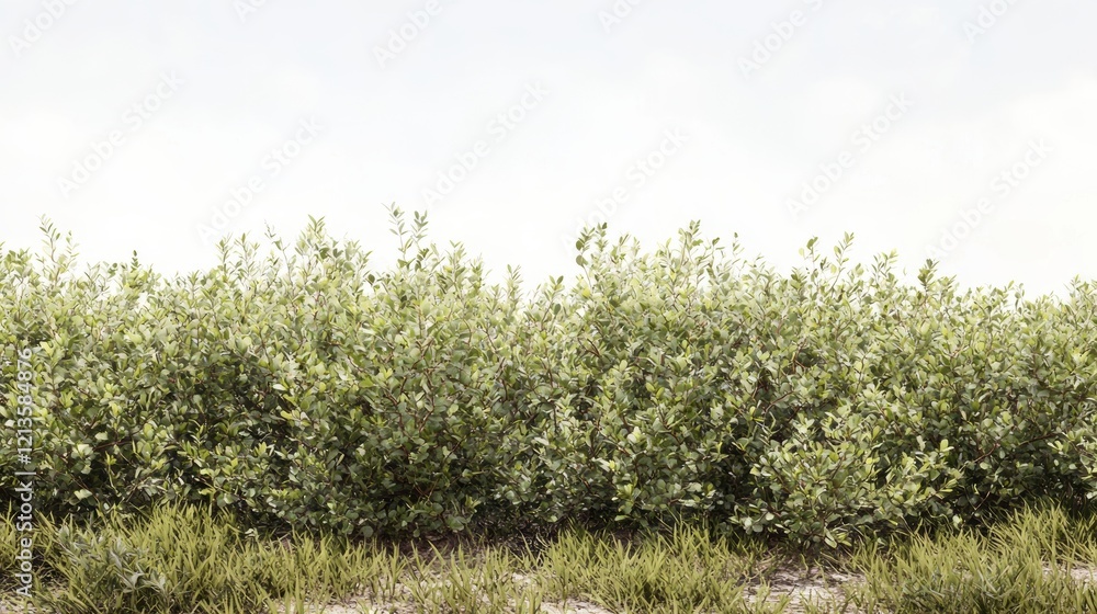 Poster a field of green grass with a few trees in the background. generative ai