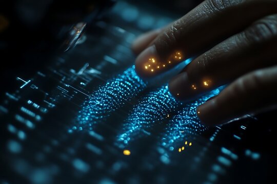 Fingerprint scan futuristic technology.