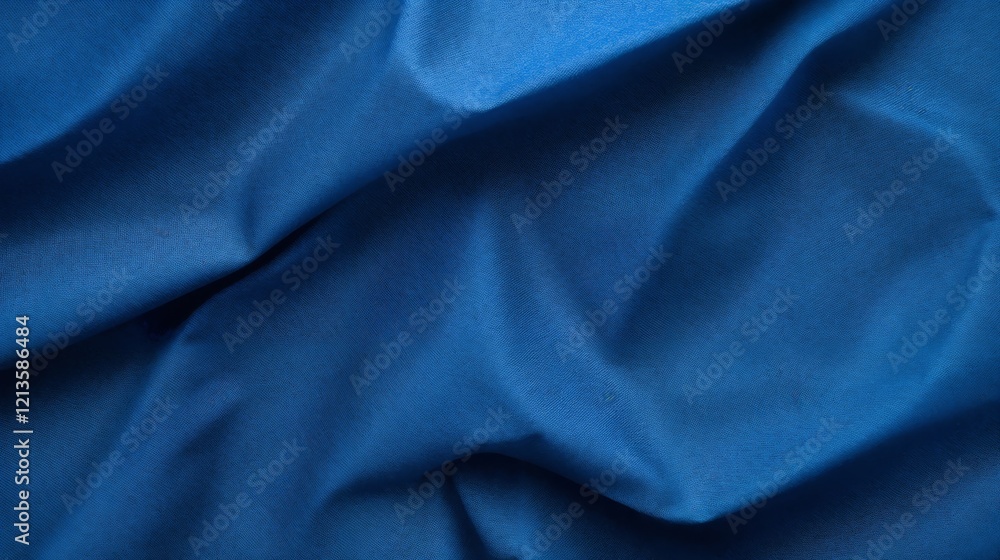Poster blue fabric with smooth folds creating texture and light contrast.elegance. softness. the art of fab