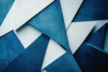 Abstract blue and white triangles texture wall background