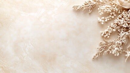 Dried Flowers Arranged on Beige Marble Background