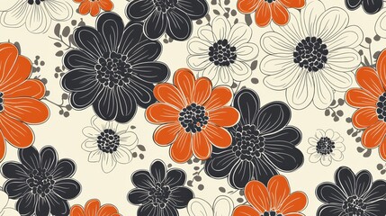 Vibrant nature-inspired floral patterns bold graphic art illustration