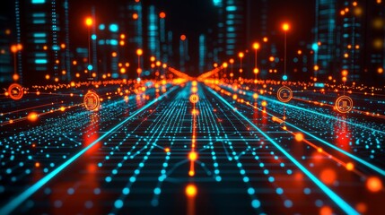 Blue background with abstract dots and lines forming a connected network ideal for technology communication visuals and modern digital-themed business designs