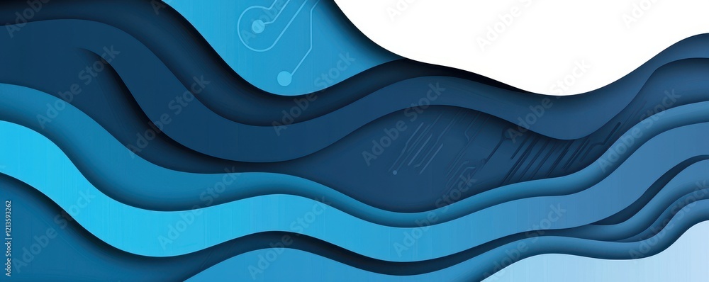 Poster clean energy hydropower concept. abstract blue waves with layered design and smooth gradients.