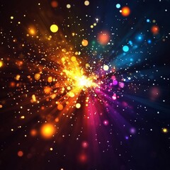 Colorful Explosion Digital Background with Glowing Lights, Generative AI