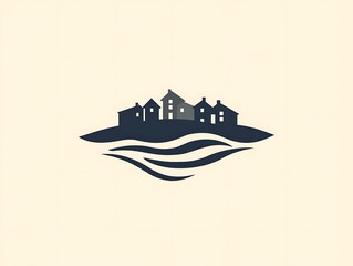 Coastal town silhouette logo design.