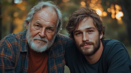 Fototapeta premium A heartwarming portrait of a grandfather and grandson enjoying quality time together.