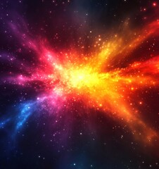 Naklejka premium Colorful Explosion Digital Background with Glowing Lights, Generative AI