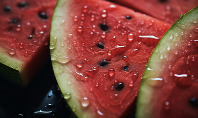 Refreshing Sweetness of Summer Captured on a Watermelon with Vibrant Green Skin and Natural Droplets in a Farm View  