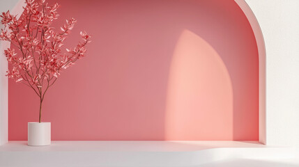 A minimalist valentine theme pink, red and white background.