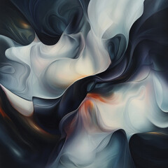 Obraz premium A smooth, flowing abstract background with blue and black smoke, curved lines, flames, and patterns, evoking the feeling of burning, movement, and the soft texture of silk
