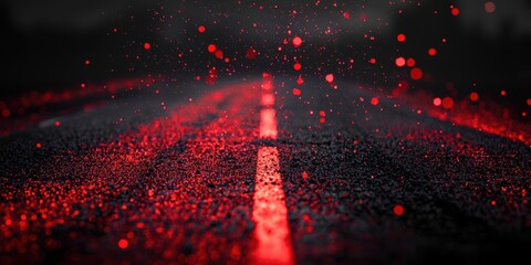 Red line on a road with red splashes