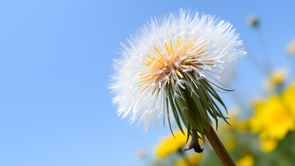 Obraz premium Beautiful dandelions field background Stock Images