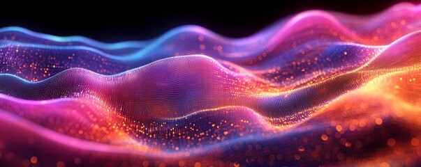 Obraz premium Abstract Ethereal Digital Background with Glowing Flow, Generative AI