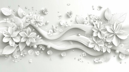 Dynamic and modern structure made from wavy white elements, forming an abstract background perfect for showcasing products or creating stylish visual content.