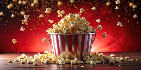 Red Background Popcorn Bucket - Cinematic Still Life Photography