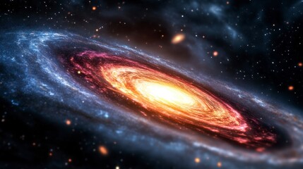 Fototapeta premium Colorful Spiral Galaxy with Bright Core and Distant Stars in Space