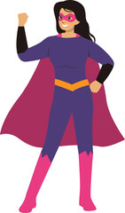 Woman Superhero Illustration with Cartoon Design Concept. Vector Character