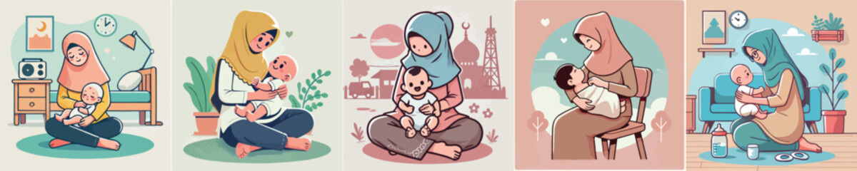 vector image of a mother holding her child
